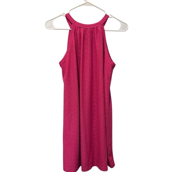 🧁y2k hot pink eyelet halter flowy dress beach cover up cocktail dinner date - Picture 5 of 10